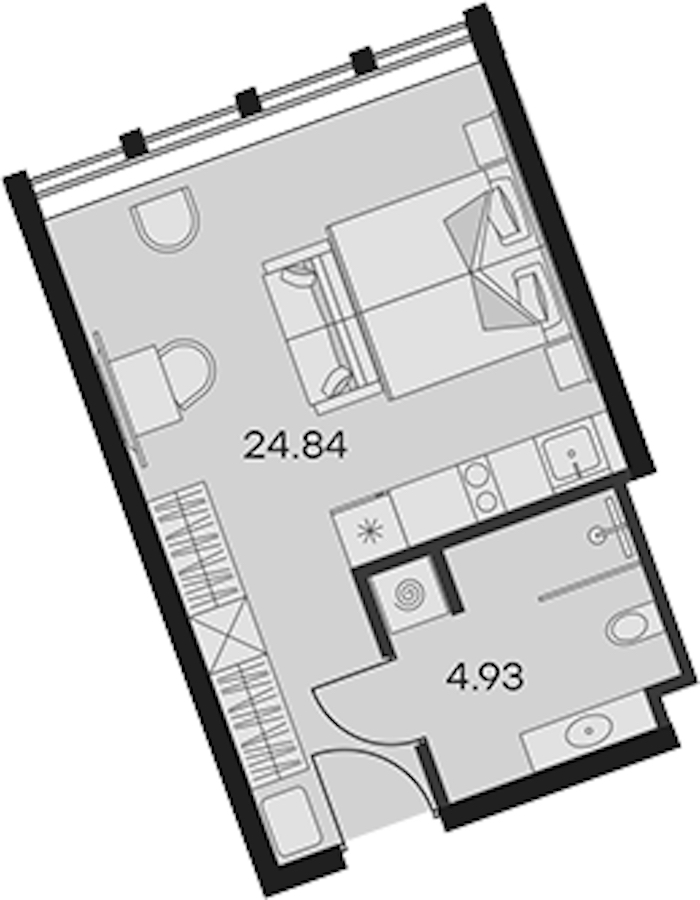 Квартира студия 29.77 м², 8/15 эт., Апарт-отель «Апарт-отель 25-7 Заневский»